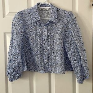 ZARA Floral Cropped Blouse